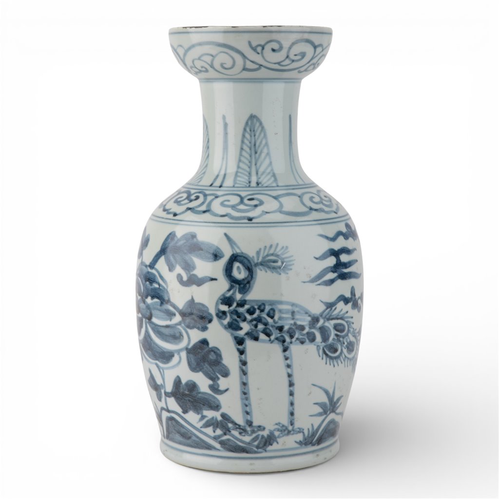 Danny's Fine Porcelain Home Decor Danny's Fine Porcelain Antiqued Finish Vase-Blue Bird. Display It Alone Or with Flowers For