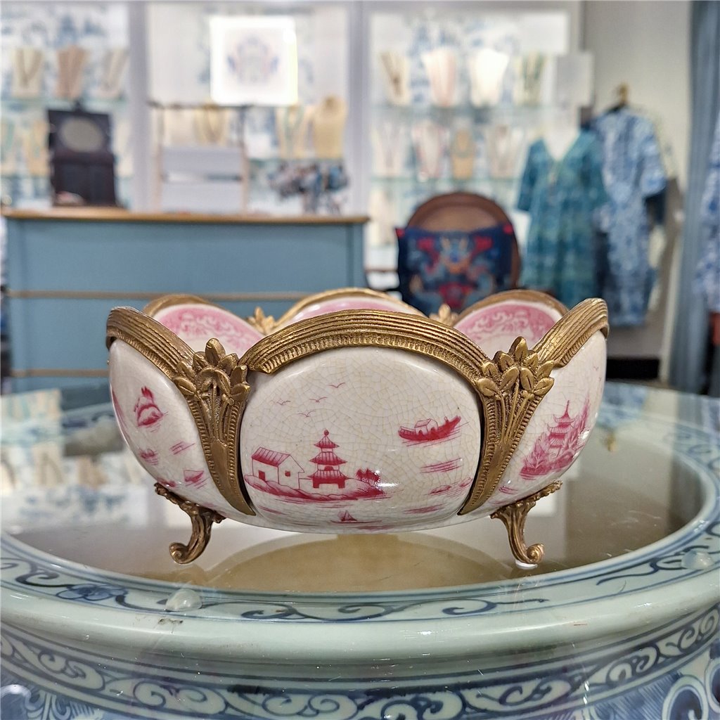 Danny's Fine Porcelain Home Decor Danny's Fine Porcelain Basin With Bronze-Pink Willow 14269