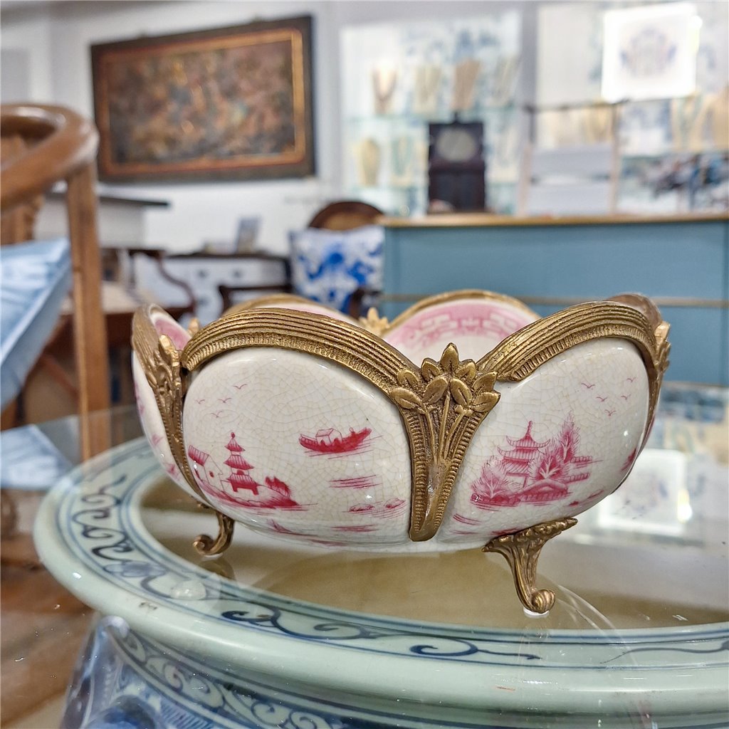Danny's Fine Porcelain Home Decor Danny's Fine Porcelain Basin With Bronze-Pink Willow 14269