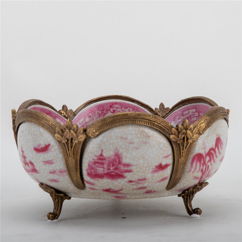 Danny's Fine Porcelain Home Decor Danny's Fine Porcelain Basin With Bronze-Pink Willow 14269