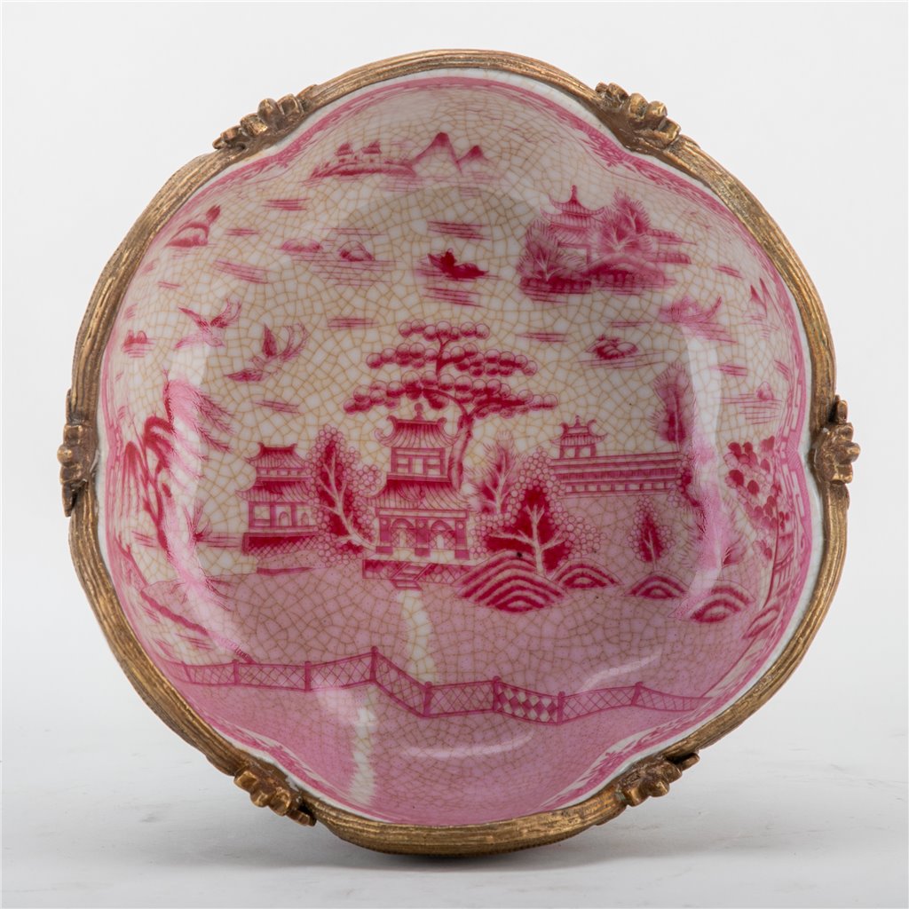 Danny's Fine Porcelain Home Decor Danny's Fine Porcelain Basin With Bronze-Pink Willow 14269