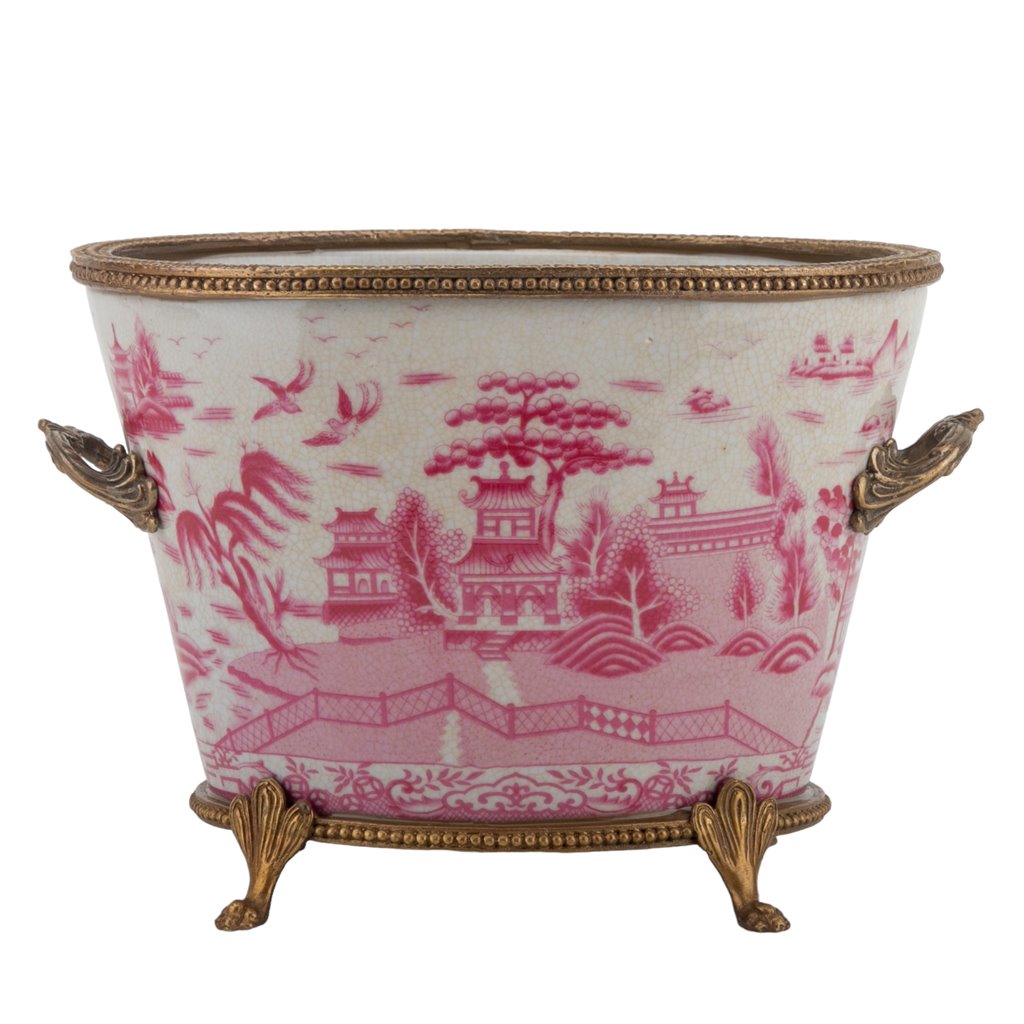 Danny's Fine Porcelain Home Decor Danny's Fine Porcelain Basin With Bronze-Pink Willow 14270