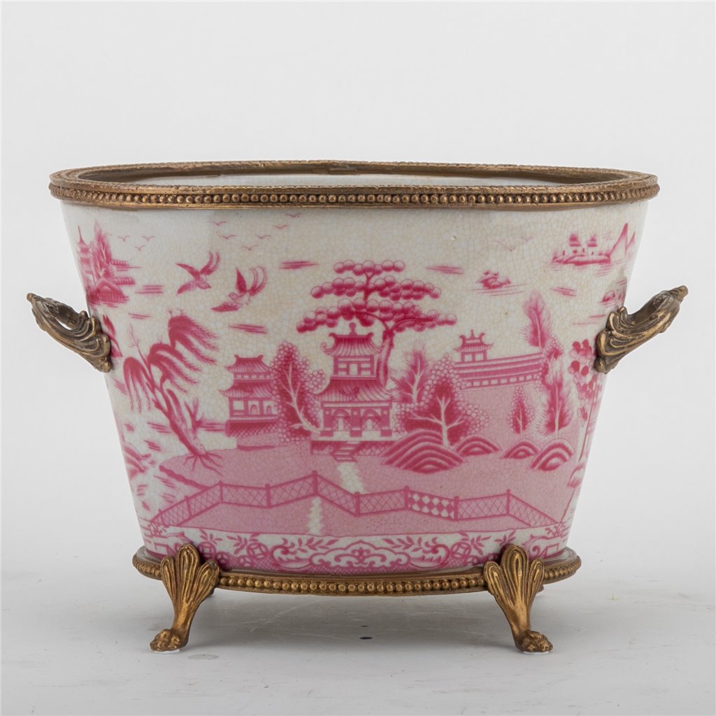 Danny's Fine Porcelain Home Decor Danny's Fine Porcelain Basin With Bronze-Pink Willow 14270