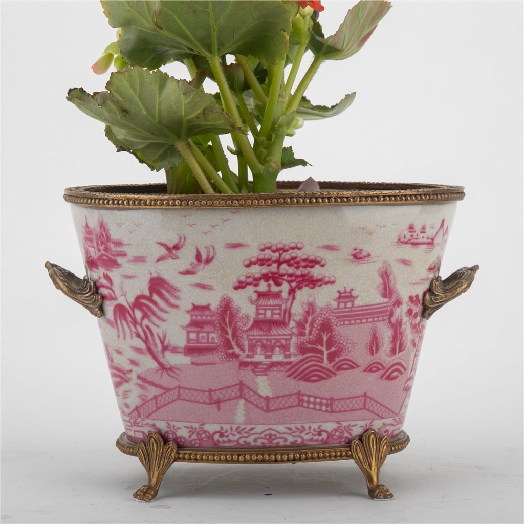Danny's Fine Porcelain Home Decor Danny's Fine Porcelain Basin With Bronze-Pink Willow 14270