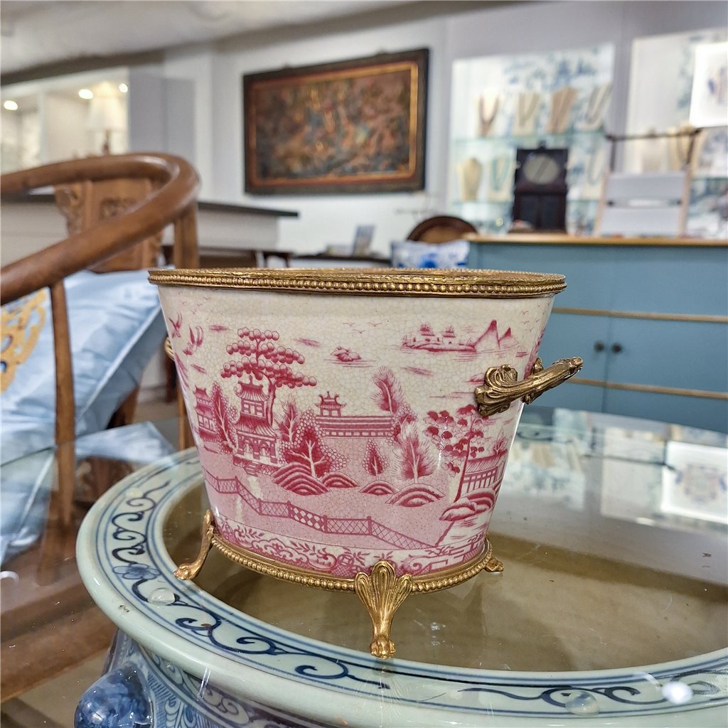 Danny's Fine Porcelain Home Decor Danny's Fine Porcelain Basin With Bronze-Pink Willow 14270