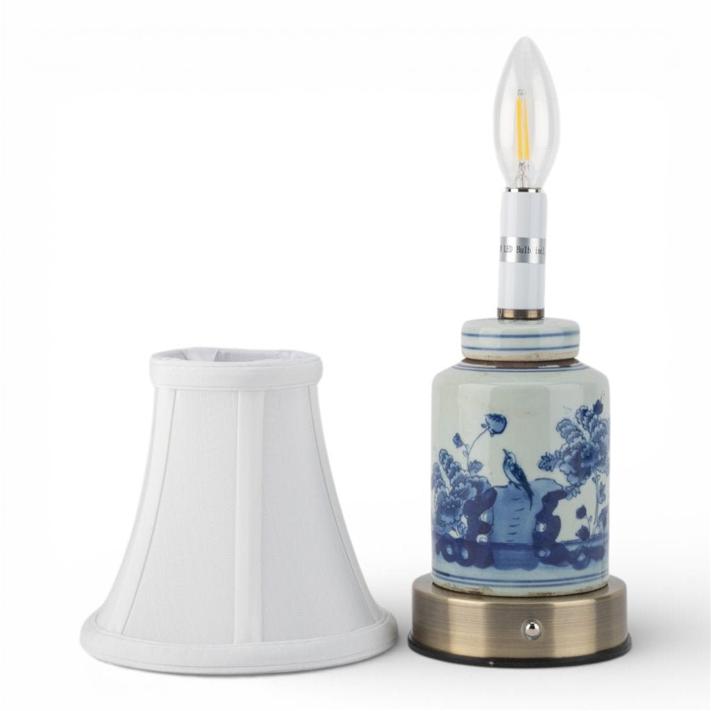 Danny's Fine Porcelain Home Decor Danny's Fine Porcelain Battery Rechargeable Touch Lamp – Blue & White Garden Scene (Min 2)