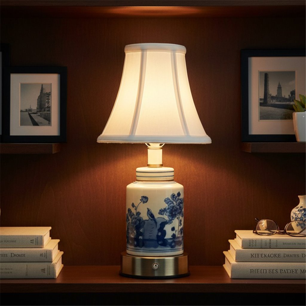 Danny's Fine Porcelain Home Decor Danny's Fine Porcelain Battery Rechargeable Touch Lamp – Blue & White Garden Scene (Min 2)