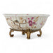 Danny's Fine Porcelain Home Decor Danny's Fine Porcelain Bird Pattern Oval Basin with Bronze Ormolu in Spring Blossoms