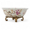 Danny's Fine Porcelain Home Decor Danny's Fine Porcelain Bird Pattern Oval Basin with Bronze Ormolu in Spring Blossoms