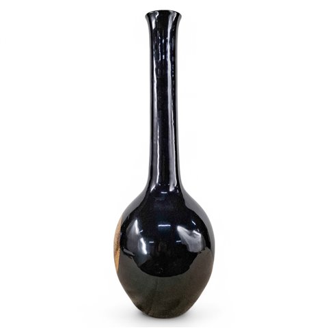 Danny's Fine Porcelain Home Decor Danny's Fine Porcelain Black Gold Bottle Vaseslender Black Bottle Vase Featuring A Simple Round - CLOSEOUT SAMPLE SALE