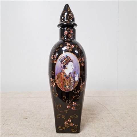 Danny's Fine Porcelain Home Decor Danny's Fine Porcelain Black Portrait Jartall Black Covered Jar Featuring A Colorful - CLOSEOUT SAMPLE SALE