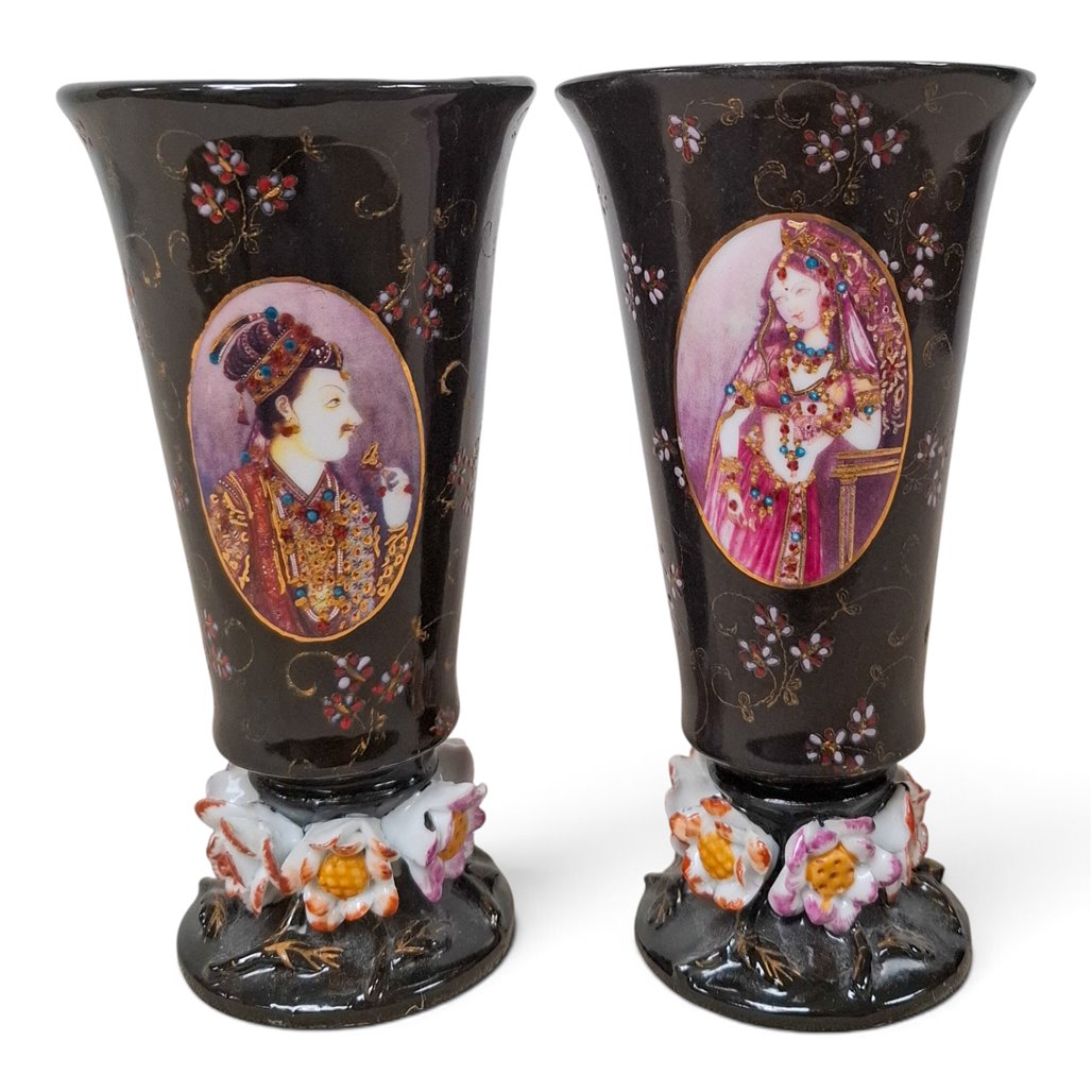 Danny's Fine Porcelain Home Decor Danny's Fine Porcelain Black Portrait Vase Pairpair of Black Flared Vases Featuring - CLOSEOUT SAMPLE SALE