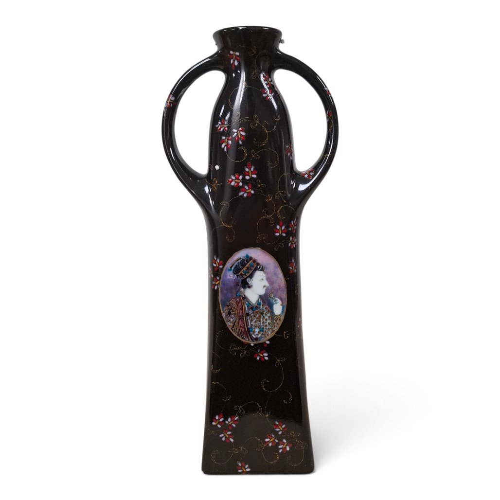 Danny's Fine Porcelain Home Decor Danny's Fine Porcelain Black Portrait Vasetall Black Openwork Handled Vase - CLOSEOUT SAMPLE SALE