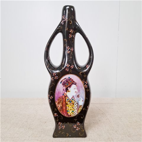 Danny's Fine Porcelain Home Decor Danny's Fine Porcelain Black Portrait Vasetall Black Openwork Vase Featuring A - CLOSEOUT SAMPLE SALE