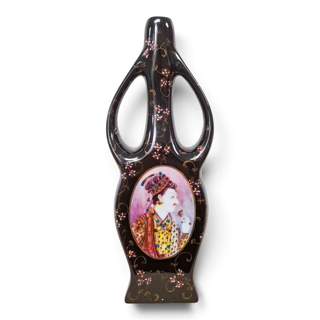 Danny's Fine Porcelain Home Decor Danny's Fine Porcelain Black Portrait Vasetall Black Openwork Vase Featuring A - CLOSEOUT SAMPLE SALE