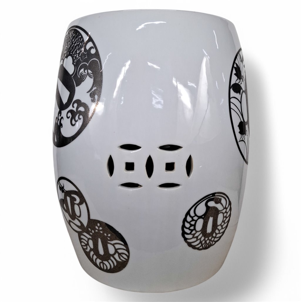 Danny's Fine Porcelain Home Decor Danny's Fine Porcelain Black White Garden Stool - CLOSEOUT