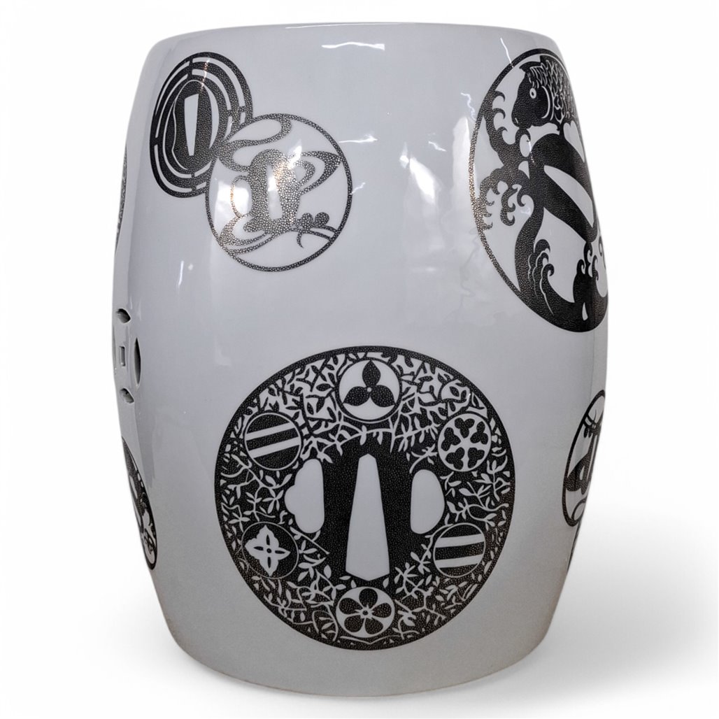 Danny's Fine Porcelain Home Decor Danny's Fine Porcelain Black White Garden Stool - CLOSEOUT