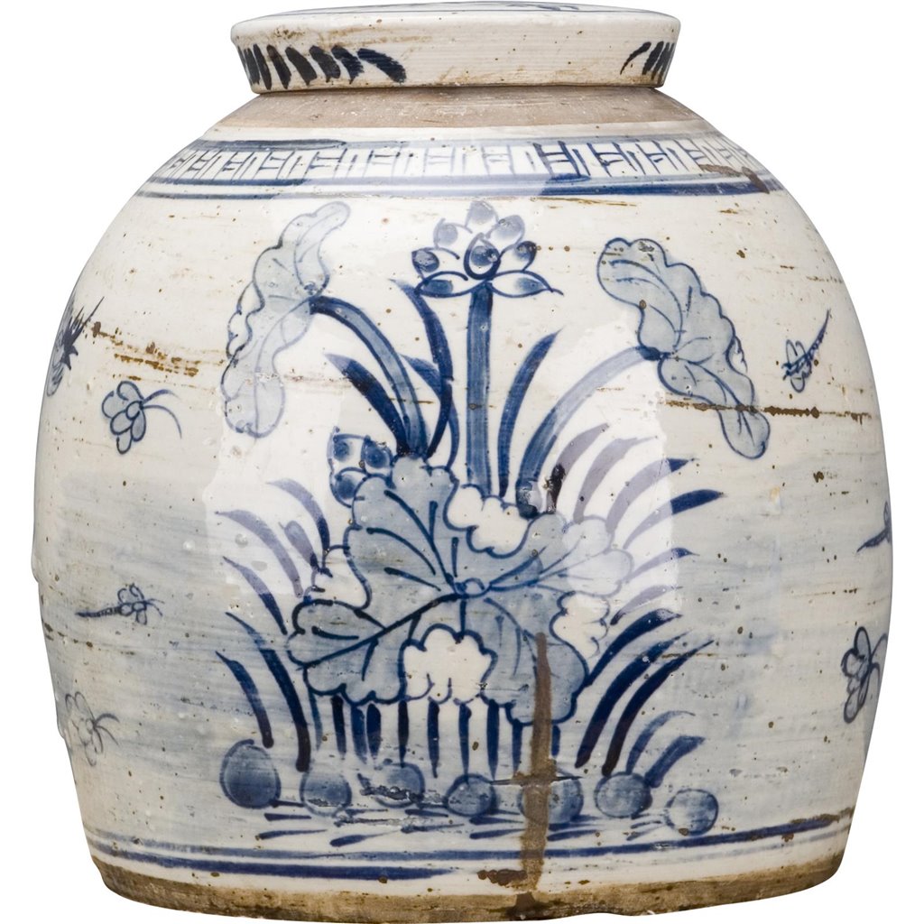 Danny's Fine Porcelain Home Decor Danny's Fine Porcelain Blue And White Bulb Lidded Jar (Classic) 50239