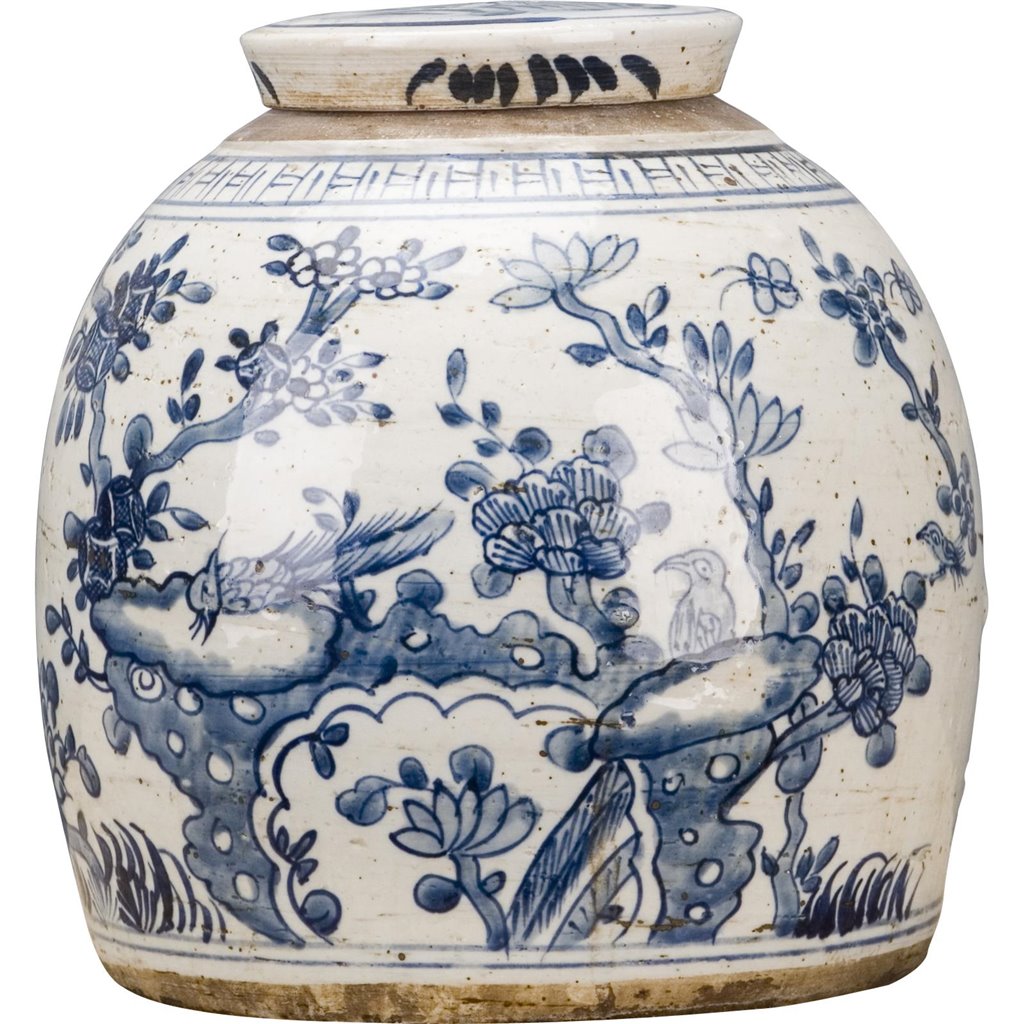 Danny's Fine Porcelain Home Decor Danny's Fine Porcelain Blue And White Bulb Lidded Jar (Classic) 50239
