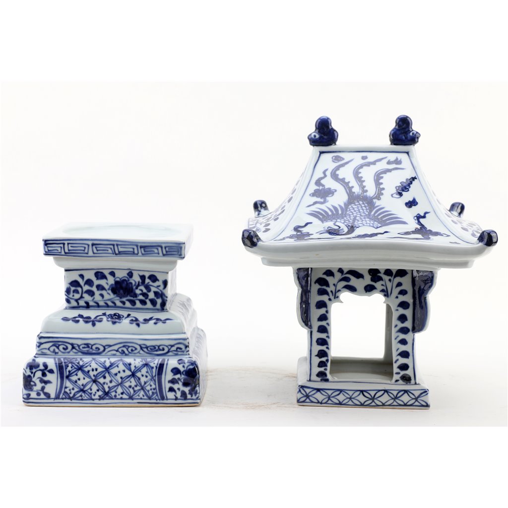 Danny's Fine Porcelain Home Decor Danny's Fine Porcelain Blue And White Lantern With Base (2 Sections) 50819