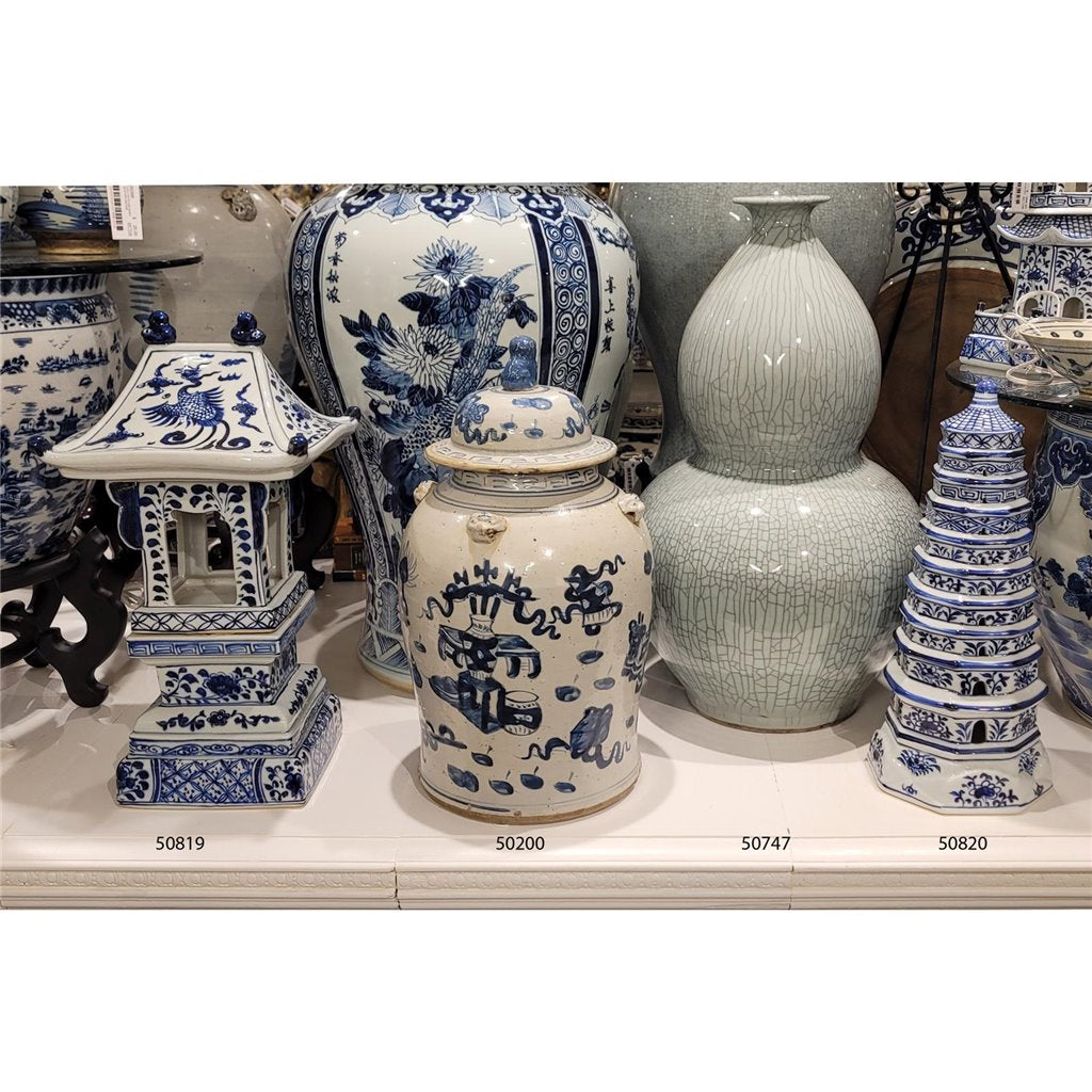Danny's Fine Porcelain Home Decor Danny's Fine Porcelain Blue And White Lantern With Base (2 Sections) 50819
