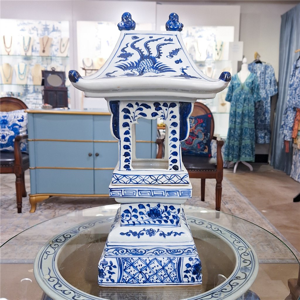 Danny's Fine Porcelain Home Decor Danny's Fine Porcelain Blue And White Lantern With Base (2 Sections) 50819