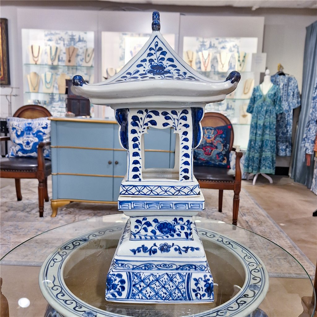 Danny's Fine Porcelain Home Decor Danny's Fine Porcelain Blue And White Lantern With Base (2 Sections) 50819