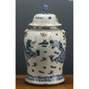 Danny's Fine Porcelain Home Decor Danny's Fine Porcelain Blue And White Lidded Lion Jar- Dragon (Classic) 50199