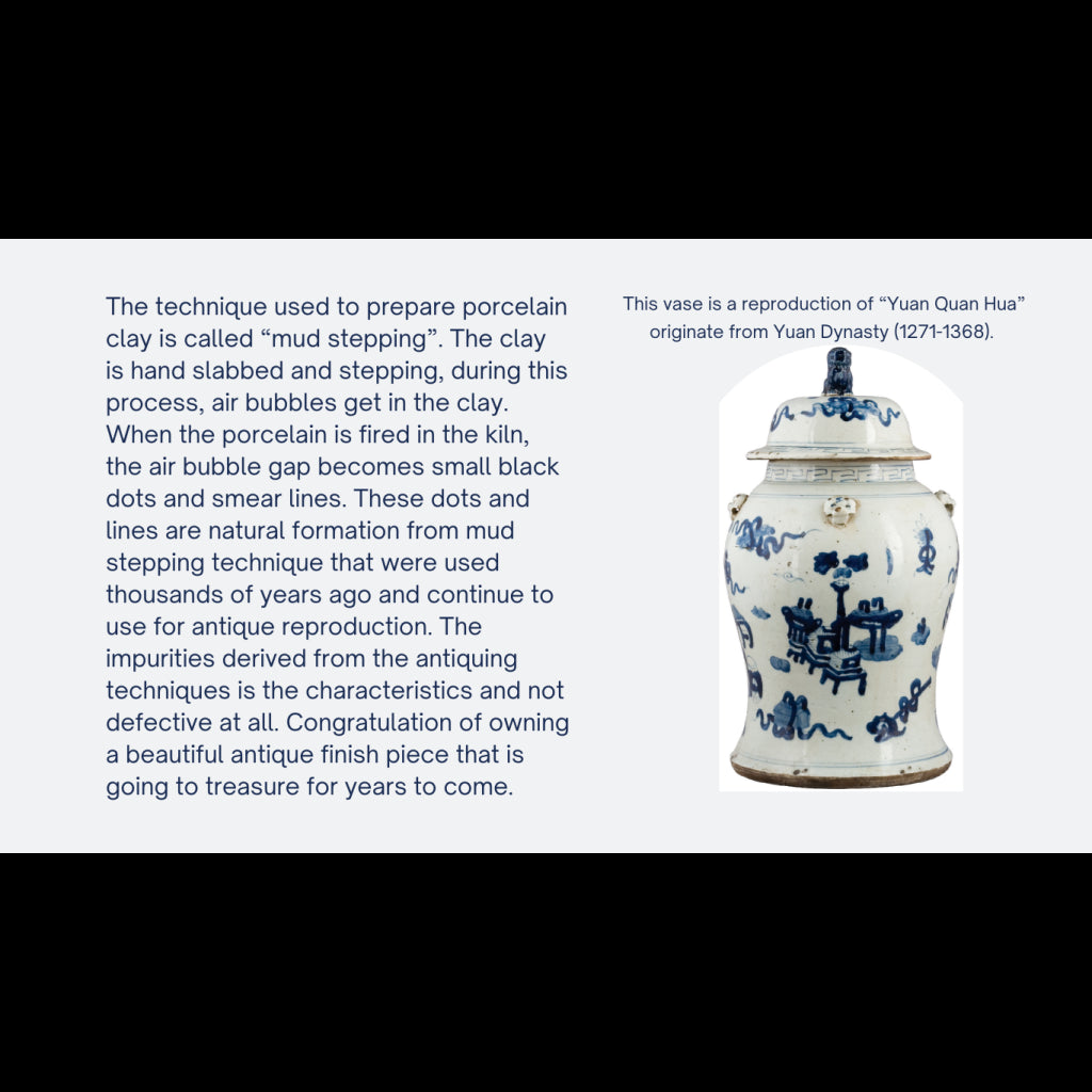 Danny's Fine Porcelain Home Decor Danny's Fine Porcelain Blue And White Lidded Lion Jar- Floral (Classic) 50200