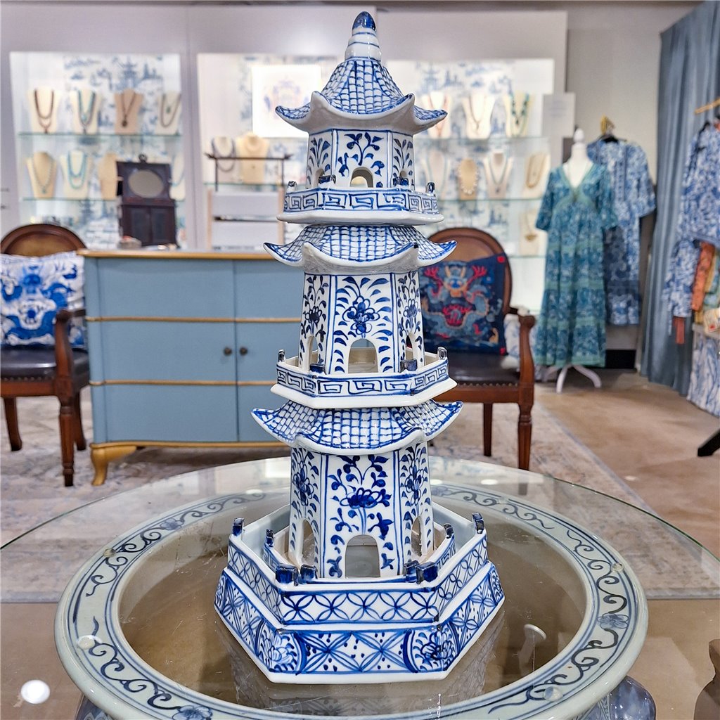 Danny's Fine Porcelain Home Decor Danny's Fine Porcelain Blue And White Pagoda(4 Sections) 50818