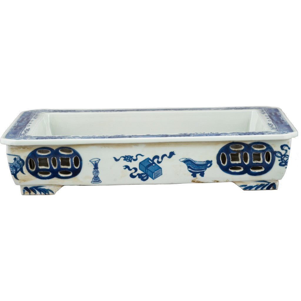 Danny's Fine Porcelain Home Decor Danny's Fine Porcelain BLUE AND WHITE RECTANGULAR BASIN (CLASSIC) 50112
