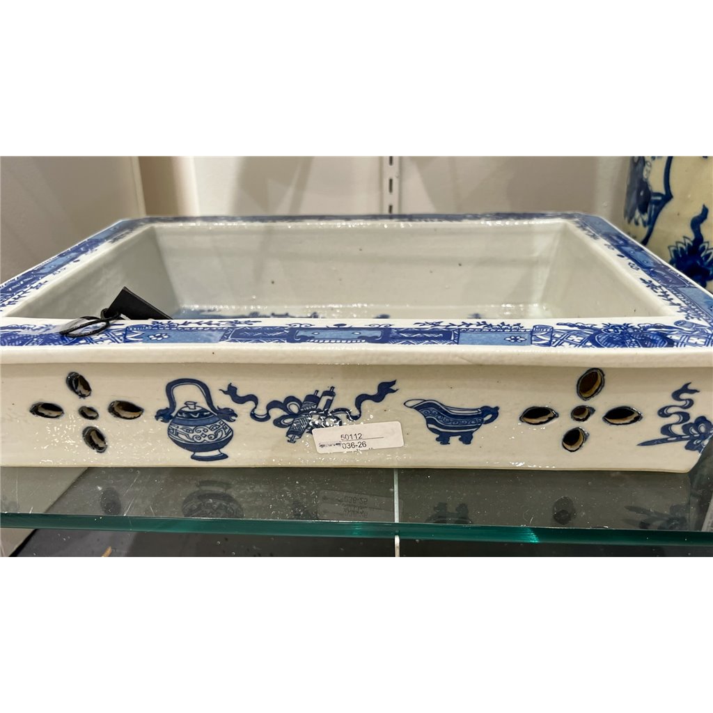 Danny's Fine Porcelain Home Decor Danny's Fine Porcelain BLUE AND WHITE RECTANGULAR BASIN (CLASSIC) 50112