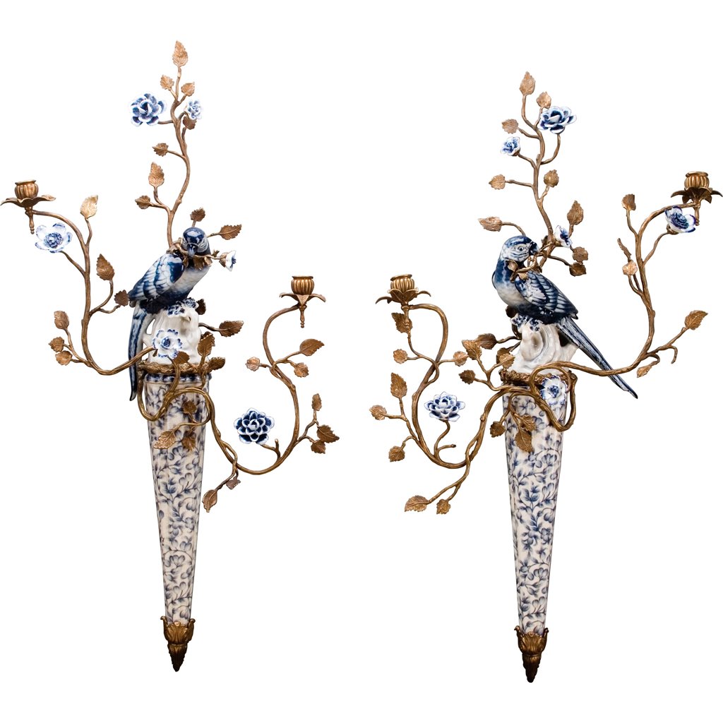 Danny's Fine Porcelain Home Decor Danny's Fine Porcelain BLUE AND WHITE WALL HANGING CANDLE STICK 30" 14074