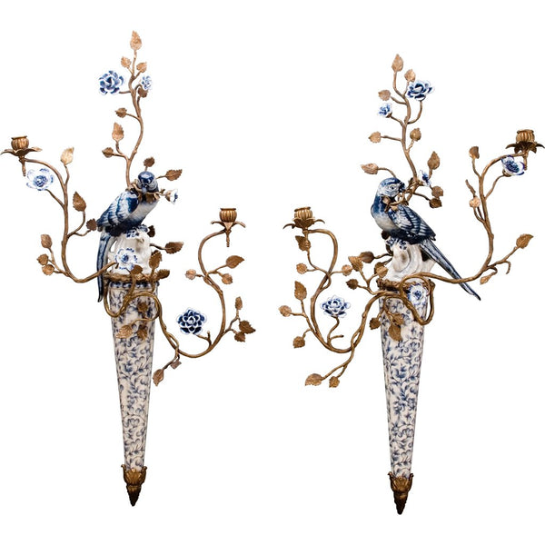 Danny's Fine Porcelain Home Decor Danny's Fine Porcelain BLUE AND WHITE WALL HANGING CANDLE STICK 30" 14074