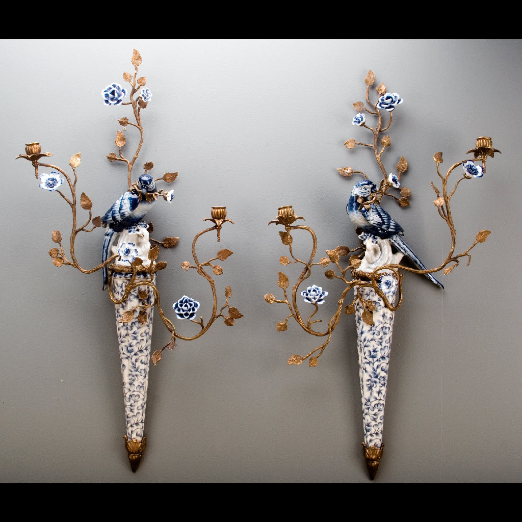 Danny's Fine Porcelain Home Decor Danny's Fine Porcelain BLUE AND WHITE WALL HANGING CANDLE STICK 30" 14074