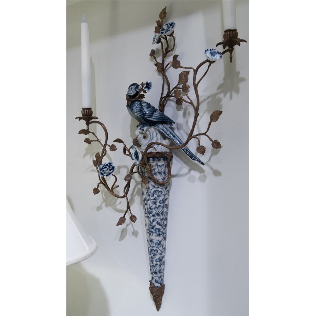 Danny's Fine Porcelain Home Decor Danny's Fine Porcelain BLUE AND WHITE WALL HANGING CANDLE STICK 30" 14074