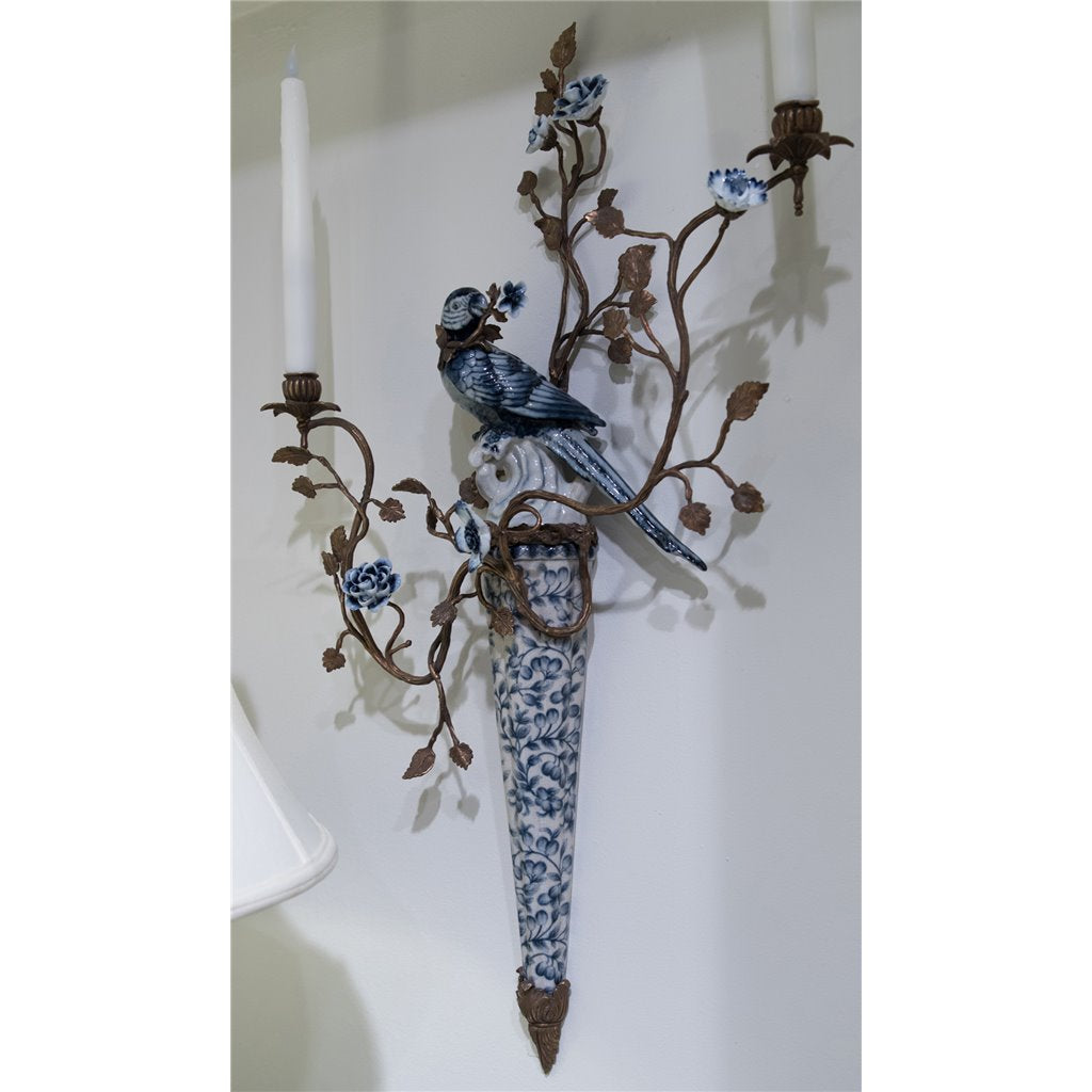 Danny's Fine Porcelain Home Decor Danny's Fine Porcelain BLUE AND WHITE WALL HANGING CANDLE STICK 30" 14074