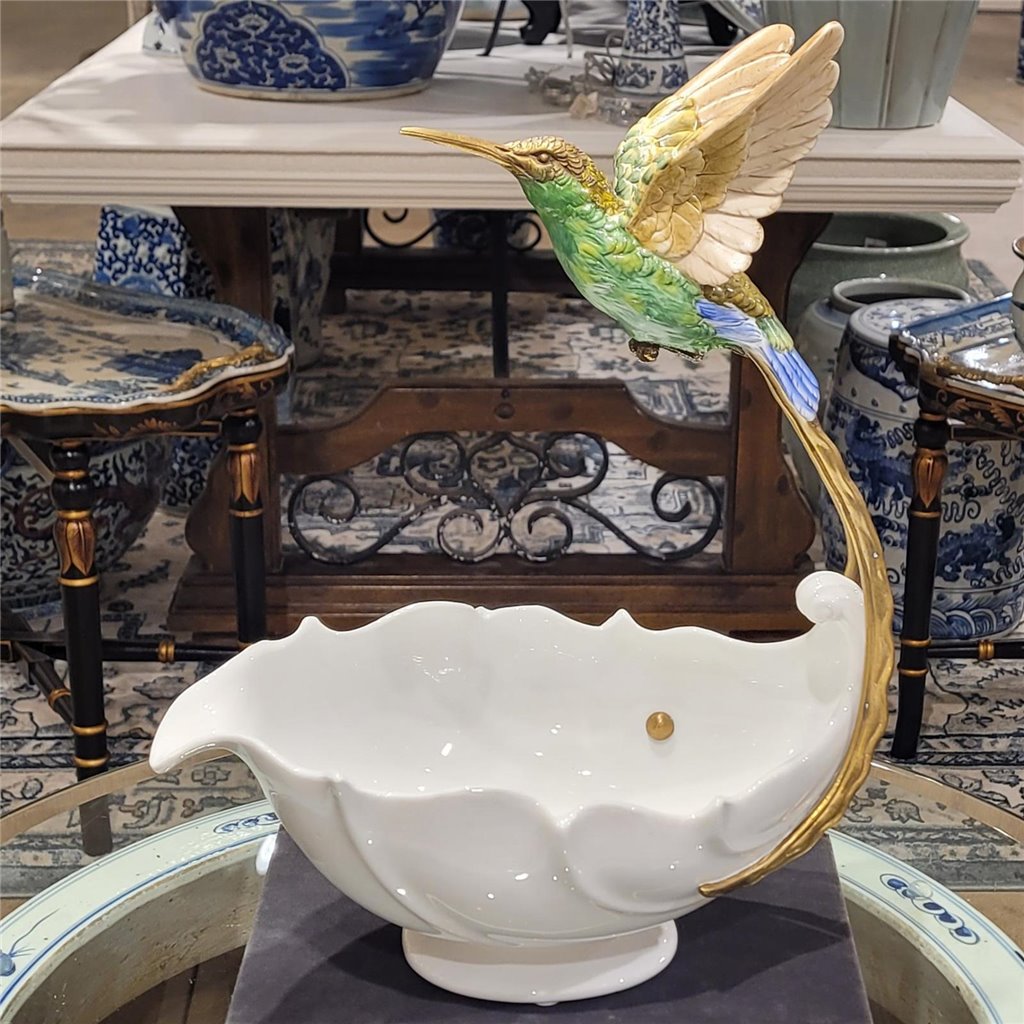 Danny's Fine Porcelain Home Decor Danny's Fine Porcelain Blue Green Hummingbird With Dish 60375