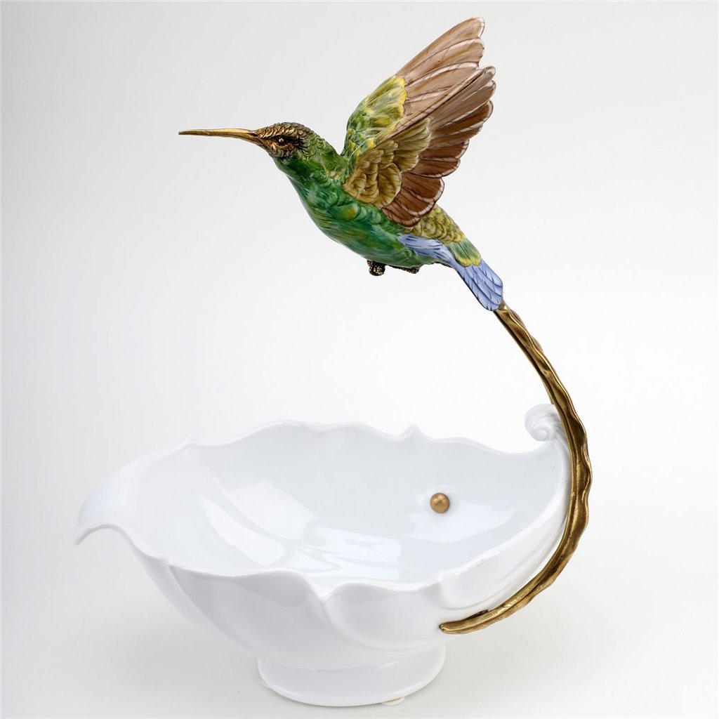 Danny's Fine Porcelain Home Decor Danny's Fine Porcelain Blue Green Hummingbird With Dish 60375