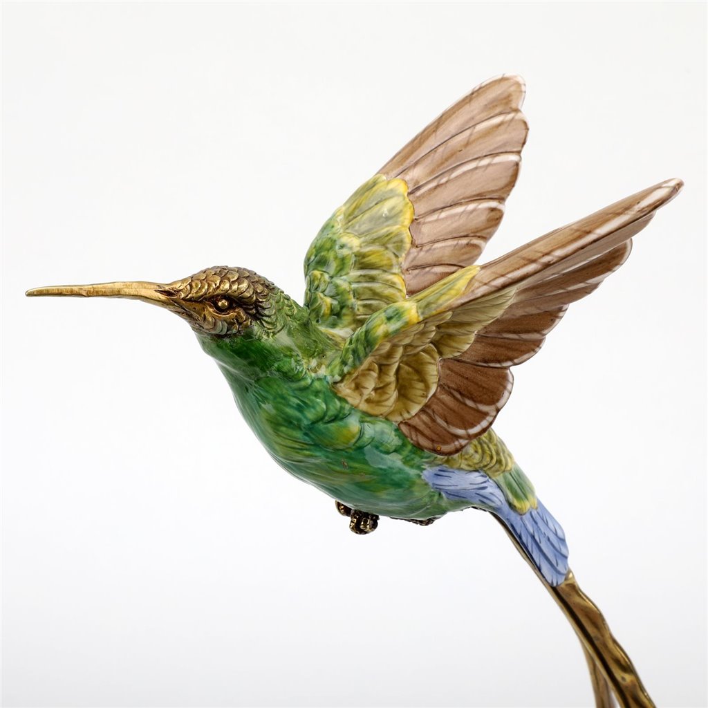 Danny's Fine Porcelain Home Decor Danny's Fine Porcelain Blue Green Hummingbird With Dish 60375