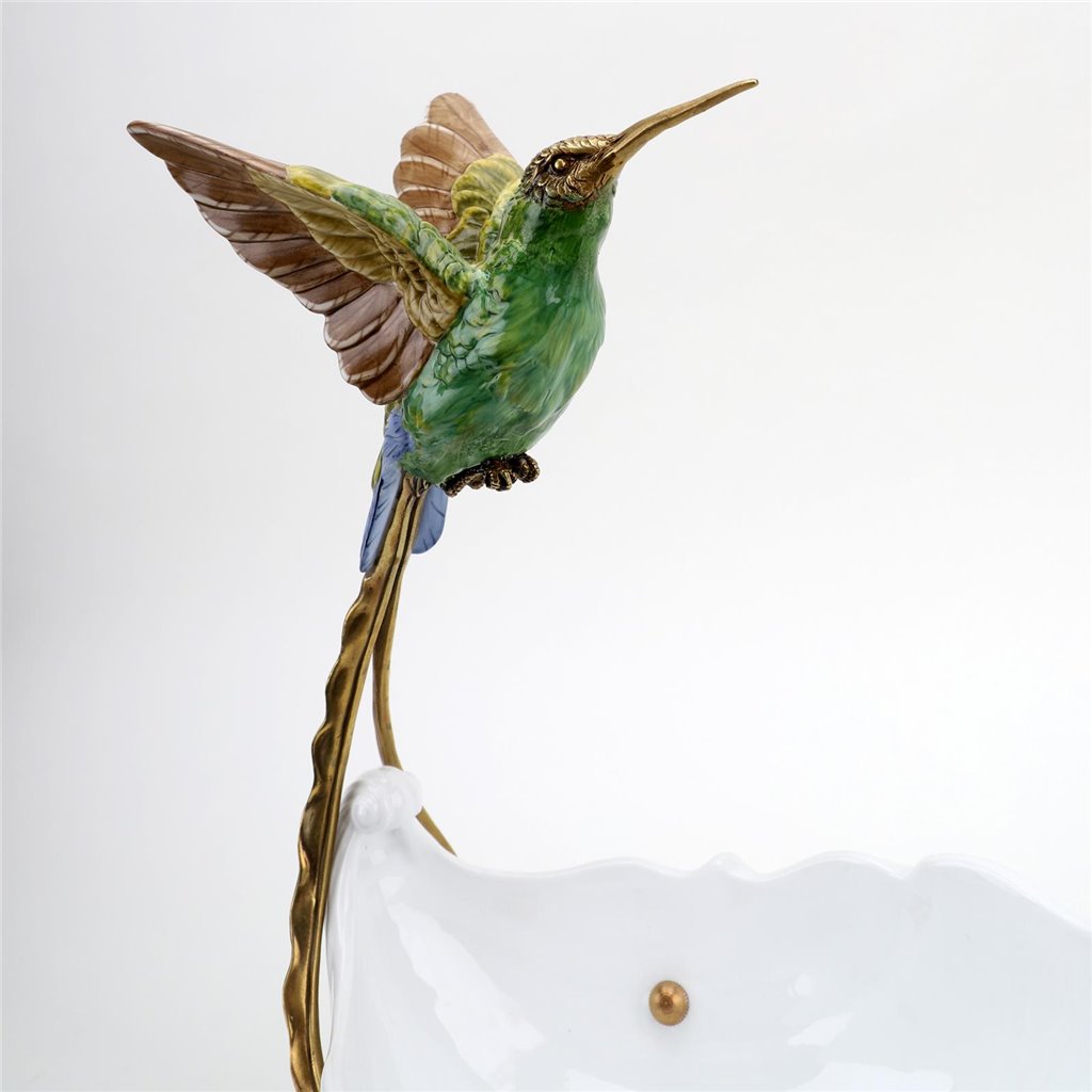 Danny's Fine Porcelain Home Decor Danny's Fine Porcelain Blue Green Hummingbird With Dish 60375