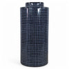 Danny's Fine Porcelain Home Decor Danny's Fine Porcelain Blue Grid Vasetall Cylindrical Vase Covered in A Fine Indigo and - CLOSEOUT SAMPLE SALE