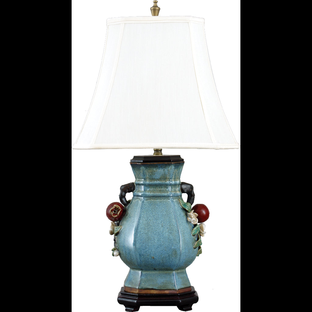 Danny's Fine Porcelain Lighting Danny's Fine Porcelain Blue Hex Vase Lamp PAV42B