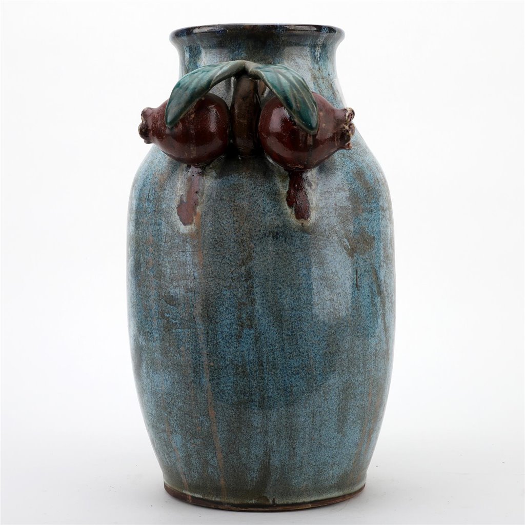 Danny's Fine Porcelain Home Decor Danny's Fine Porcelain Blue Majolica Vase W/ Pome. Pattern: Majolica