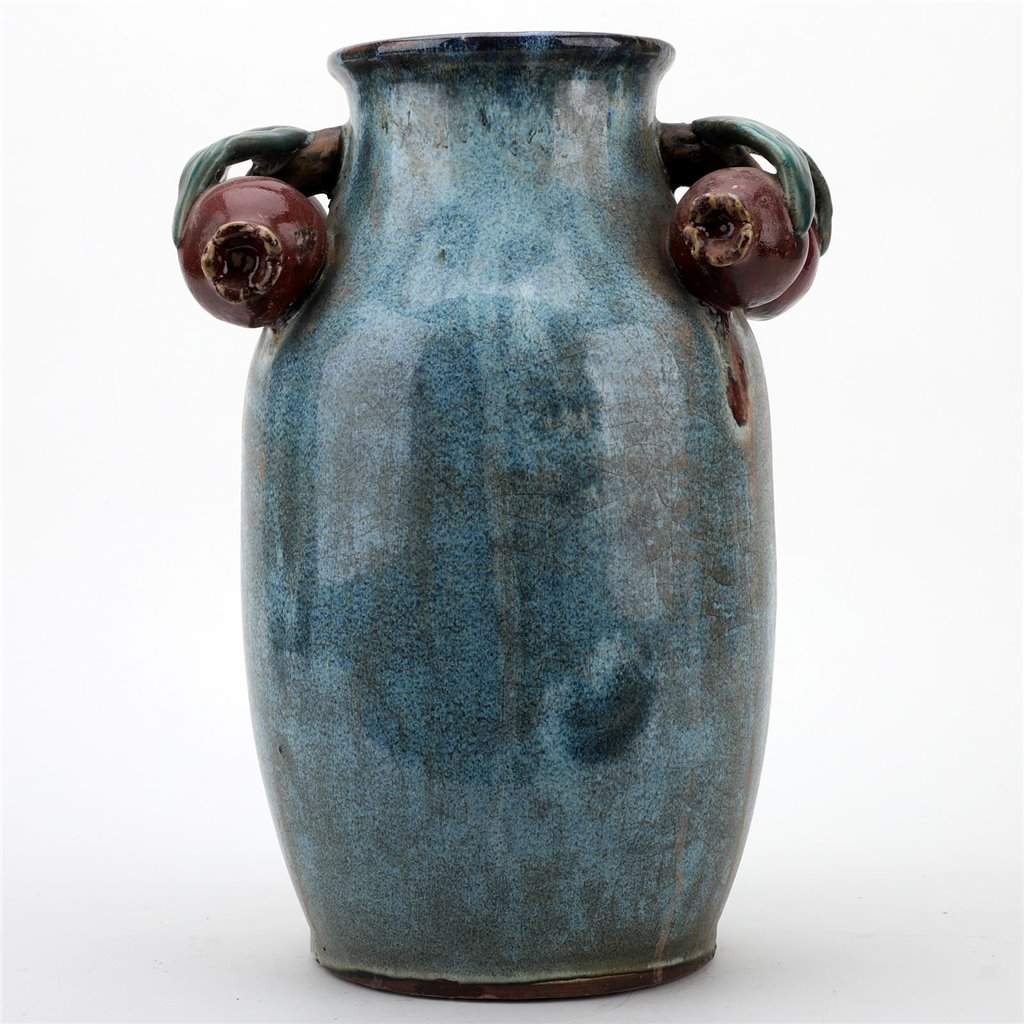 Danny's Fine Porcelain Home Decor Danny's Fine Porcelain Blue Majolica Vase W/ Pome. Pattern: Majolica