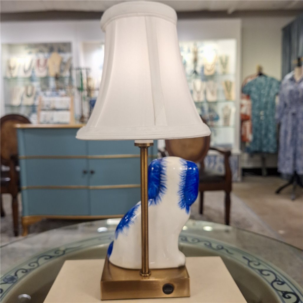 Danny's Fine Porcelain Home Decor Danny's Fine Porcelain Blue Staffordshire Dog Cordless Battery Rechargable Touch Lamp - Pair - Left
