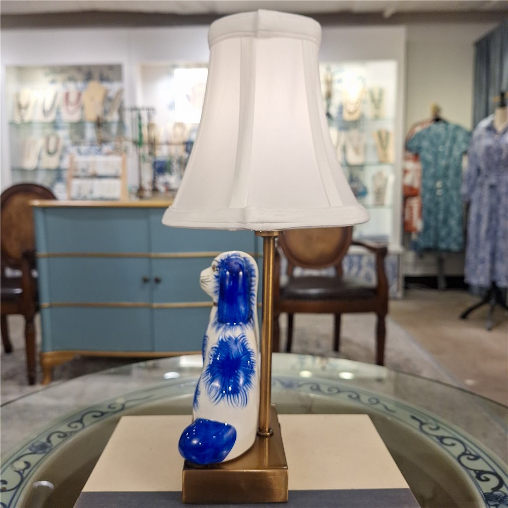 Danny's Fine Porcelain Home Decor Danny's Fine Porcelain Blue Staffordshire Dog Cordless Battery Rechargable Touch Lamp - Pair - Left