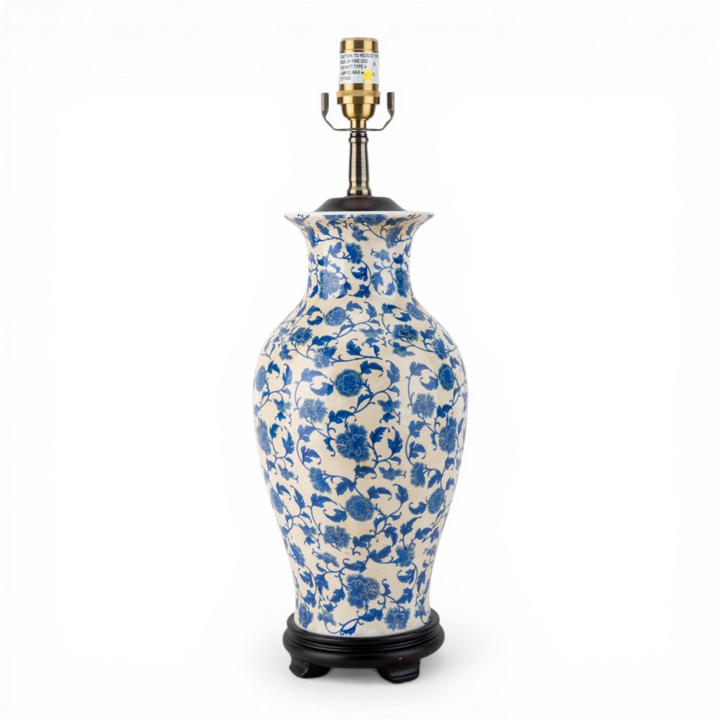 Danny's Fine Porcelain Home Decor Danny's Fine Porcelain ] Blue Vase Lamp-Blue Florets[108-17-Be]