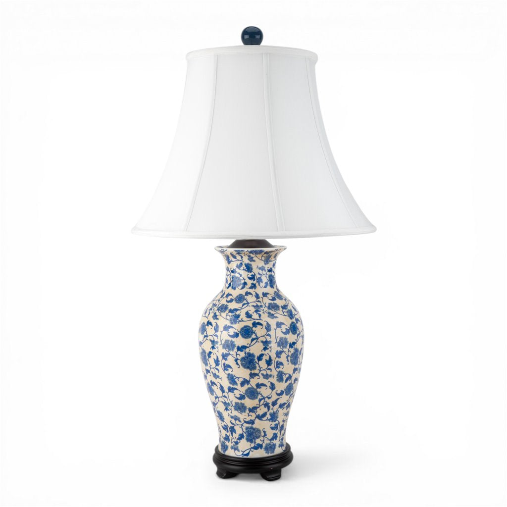 Danny's Fine Porcelain Home Decor Danny's Fine Porcelain ] Blue Vase Lamp-Blue Florets[108-17-Be]