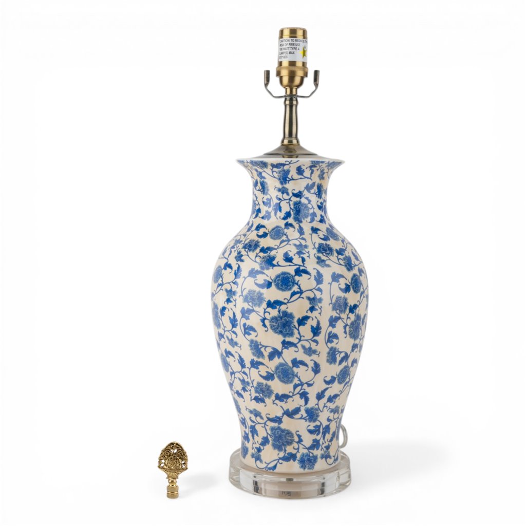 Danny's Fine Porcelain Home Decor Danny's Fine Porcelain Blue Vase Lamp-Blue Florets[2-847-17] Classic Blue Vase Lamp